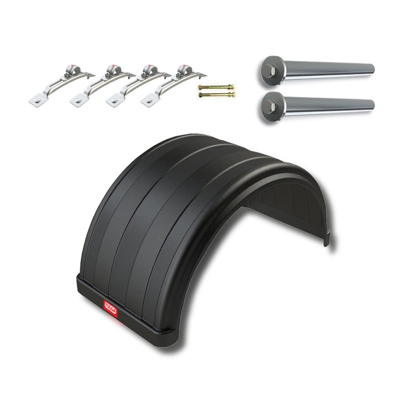 Complete Dually Truck Fender Kit (2-Pack) 21x39x21” Heavy-Duty Mudguards for Dodge, Ford, Chevy/GMC Flatbed, Chassis Cab Trucks & Trailers Fits Up to 19.5” Tires