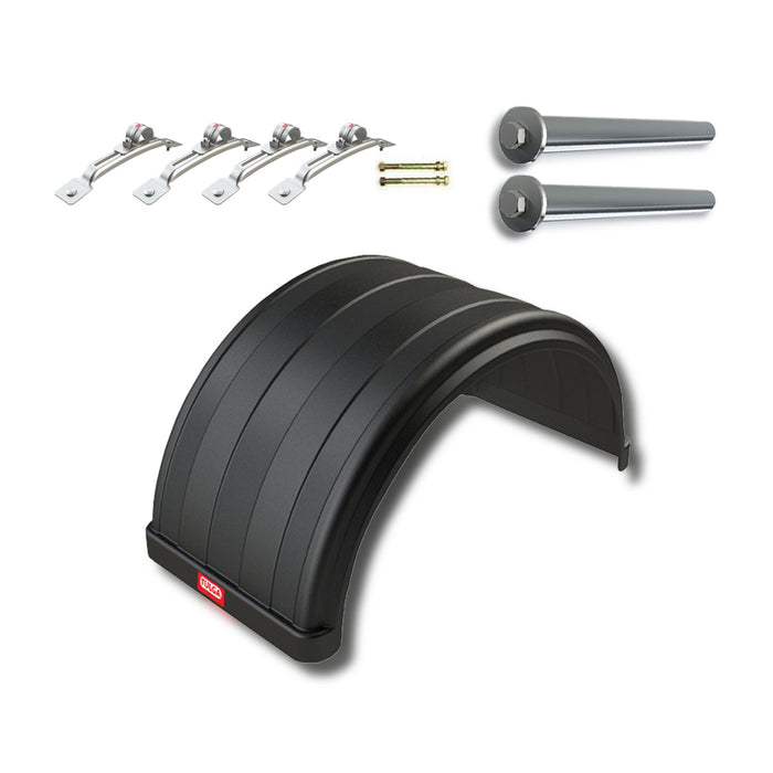 Complete Dually Truck Fender Kit (2-Pack) 21x39x21” Heavy-Duty Mudguards for Dodge, Ford, Chevy/GMC Flatbed, Chassis Cab Trucks & Trailers Fits Up to 19.5” Tires