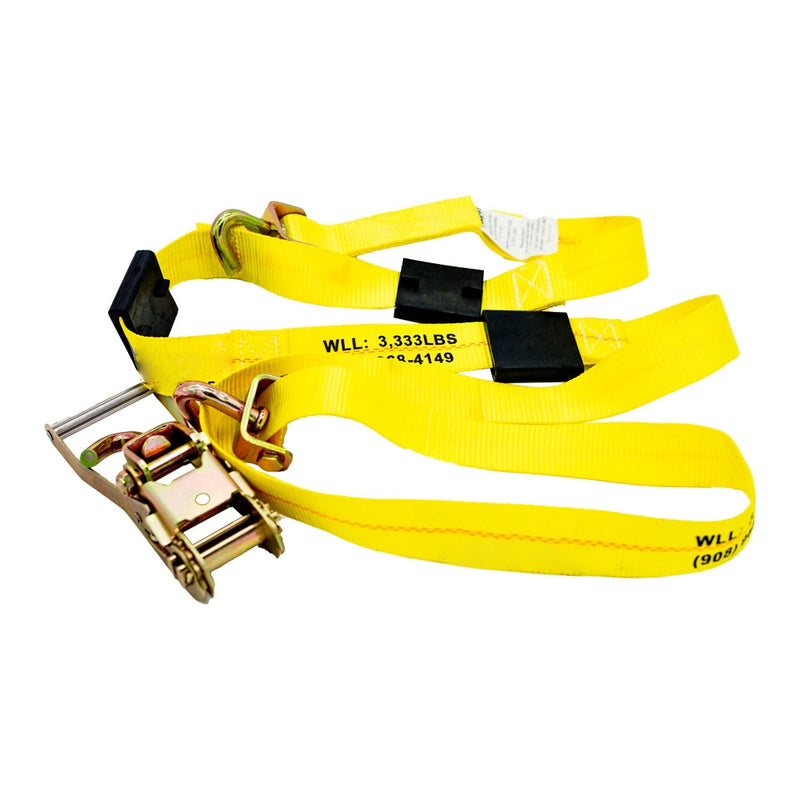 10′ Cargo Straps with 2" width Extra Durable Double J-Hook and Snap Hook for Tire, Cargo
