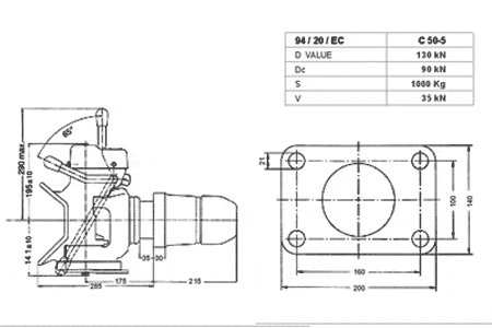 Automatic Towing Hitch TTH 50 mm Pin Heavy Duty Coupling